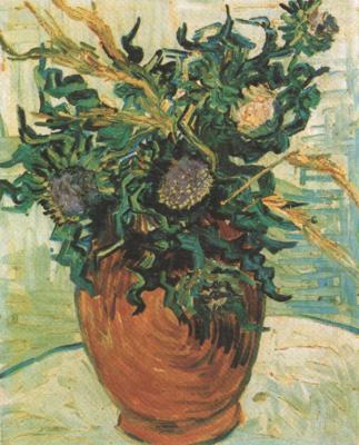 Vincent Van Gogh Still life:Vase with Flower and Thistles (nn04) china oil painting image
